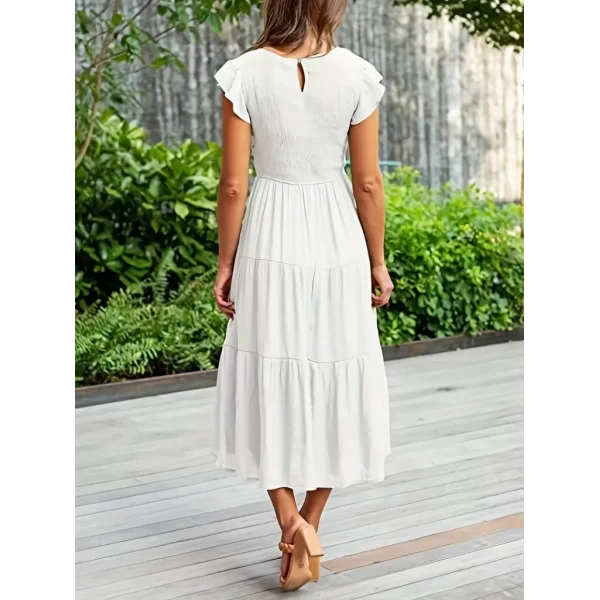 Kadın Kısa Kollu Kolları Volanlı Gipeli Aerobin Elbise