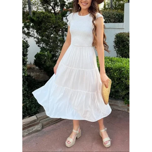 Kadın Kısa Kollu Kolları Volanlı Gipeli Aerobin Elbise