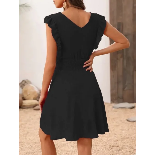 Kadın Kısa Kollu Kruvaze Yakalı Beli Lastikli Aerobin Elbise