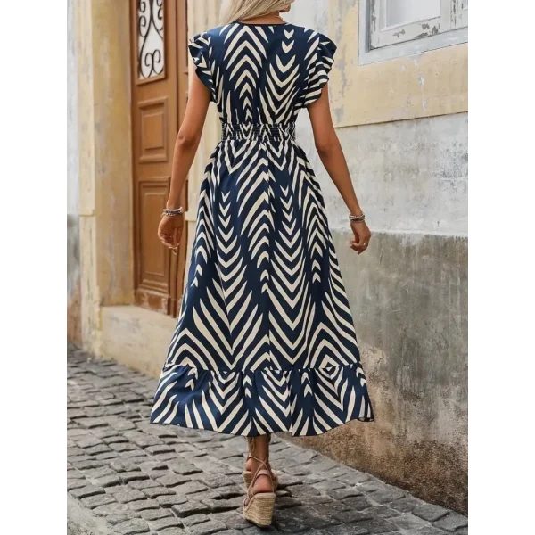 Kadın Kısa Kollu Kruvaze Yakalı Fırfırlı Süprem Elbise