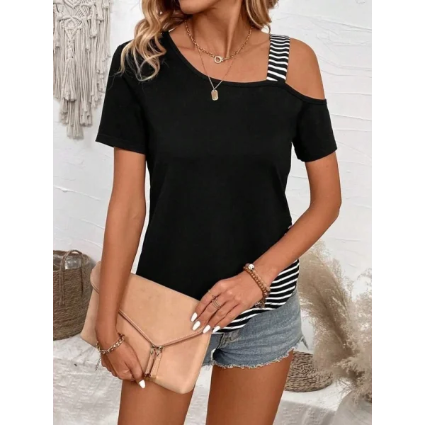 Kadın Kısa Kollu Omuzdan Askılı Viskon Bluz