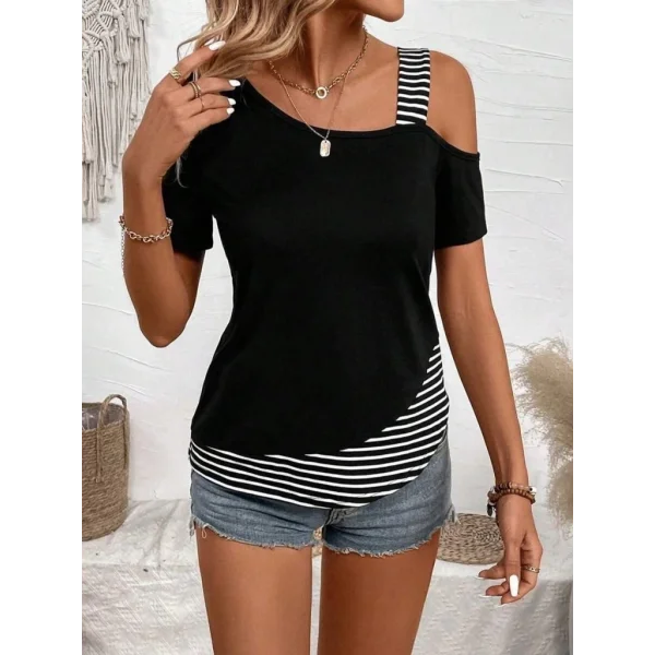 Kadın Kısa Kollu Omuzdan Askılı Viskon Bluz