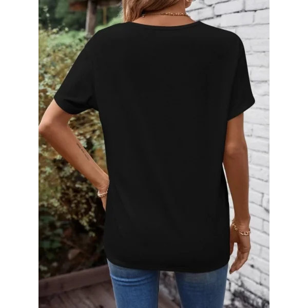 Kadın Kısa Kollu önden çapraz Detay V Yakalı Viskon Bluz