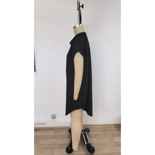 Kadın Kısa Kollu önden Düğmeli Ithal Keten Elbise