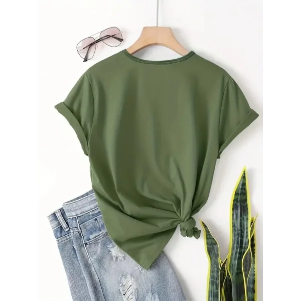 Kadın Kısa Kollu Palmiye Baskılı Viskon Tshirt