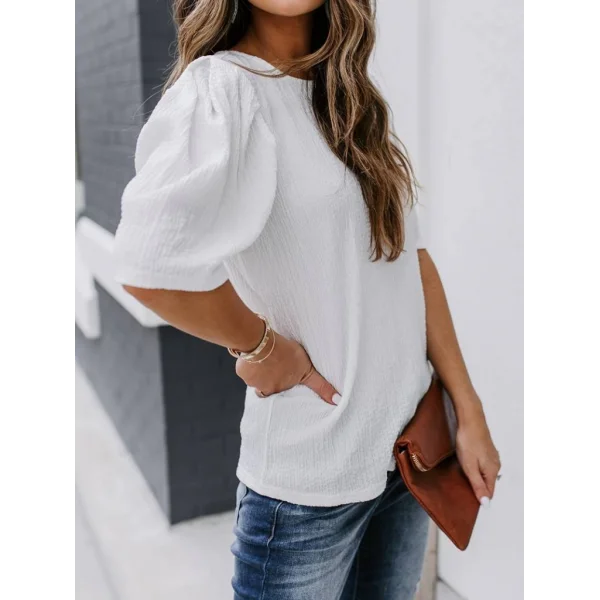 Kadın Kısa Kollu Pileli Balın Kol Bürümcük Bluz