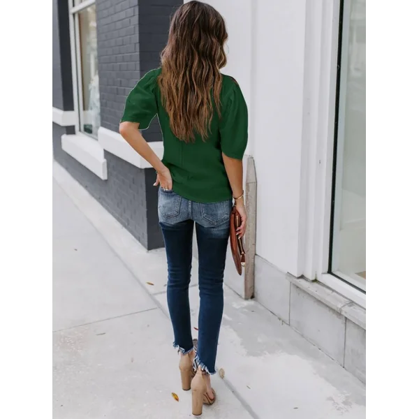 Kadın Kısa Kollu Pileli Balın Kol Bürümcük Bluz