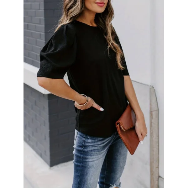 Kadın Kısa Kollu Pileli Balın Kol Bürümcük Bluz