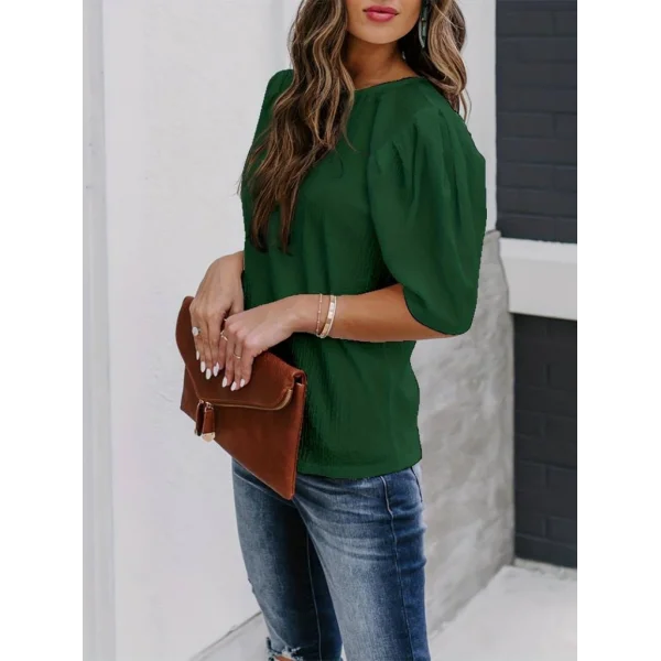 Kadın Kısa Kollu Pileli Balın Kol Bürümcük Bluz