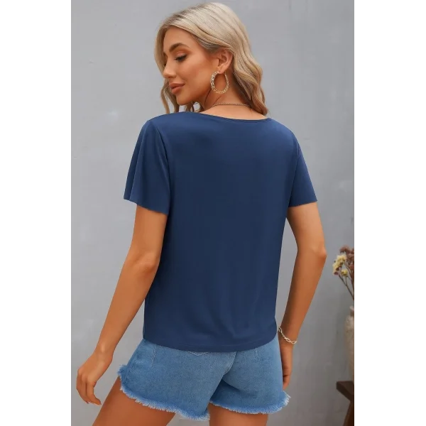 Kadın Kısa Kollu V şerit Yakalı Viskon Bluz