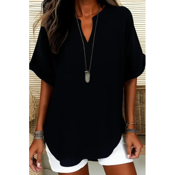 Kadın Kısa Kollu V Yakalı Aerobin Bluz