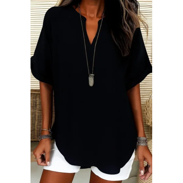 Kadın Kısa Kollu V Yakalı Aerobin Bluz