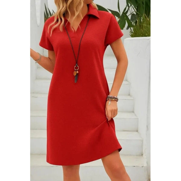 Kadın Kısa Kollu V Yakalı Bürümcük Elbise