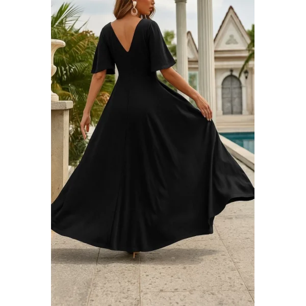 Kadın Kısa Kollu V Yakalı Desenli Süprem Elbise