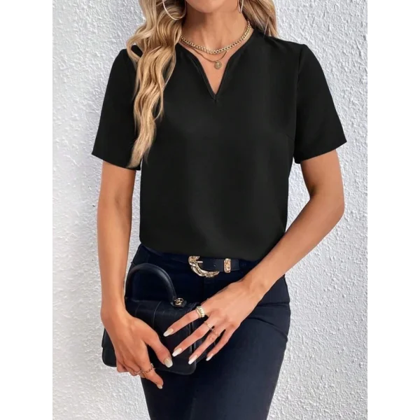 Kadın Kısa Kollu V Yakalı Ithal Krep Elbise