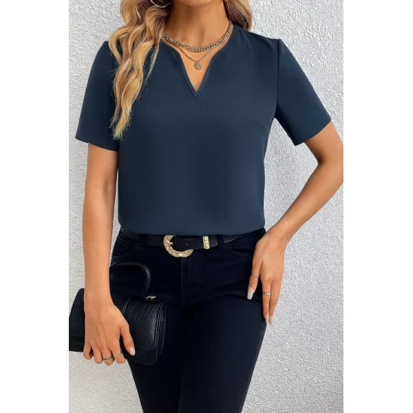 Kadın Kısa Kollu V Yakalı Ithal Krep Elbise