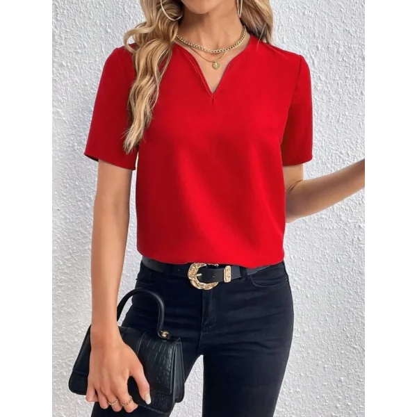 Kadın Kısa Kollu V Yakalı Ithal Krep Elbise