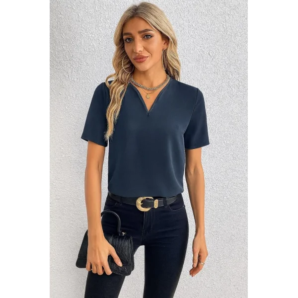 Kadın Kısa Kollu V Yakalı Ithal Krep Elbise