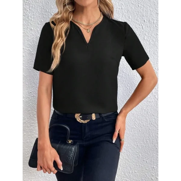 Kadın Kısa Kollu V Yakalı Ithal Krep Elbise