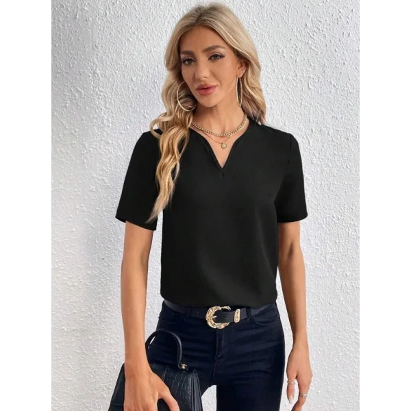 Kadın Kısa Kollu V Yakalı Ithal Krep Elbise