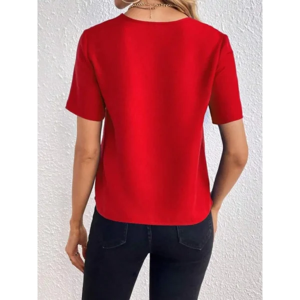 Kadın Kısa Kollu V Yakalı Ithal Krep Elbise