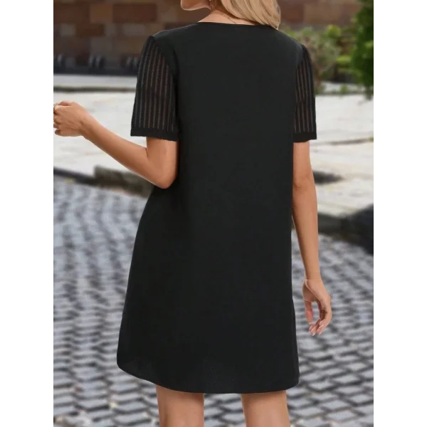 Kadın Kısa Kollu V Yakalı Kısa Janjan Krep Elbise