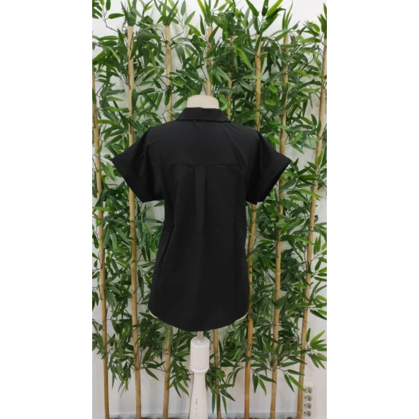 Kadın Kısa Kollu V Yakalı önden Düğmeli Dokuma Gömlek