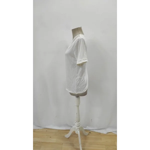 Kadın Kısa Kollu V Yakalı şerit Detaylı Viskon Bluz