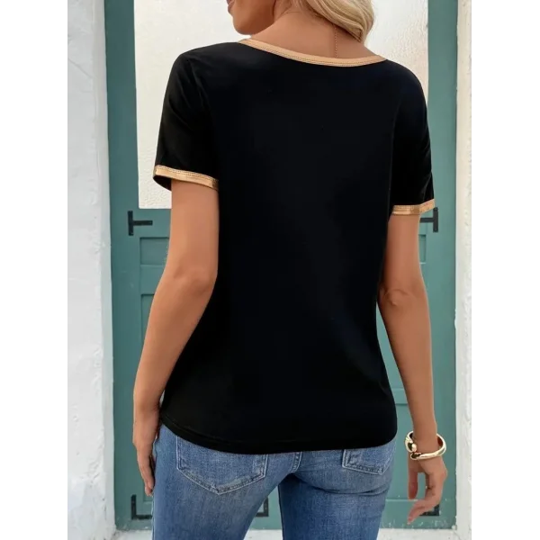 Kadın Kısa Kollu V Yakalı Viskon Bluz