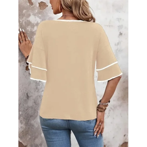 Kadın Kısa Kollu V Yakalı Viskon Bluz