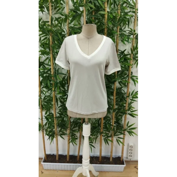 Kadın Kısa Kollu V Yakalı Viskon Bluz