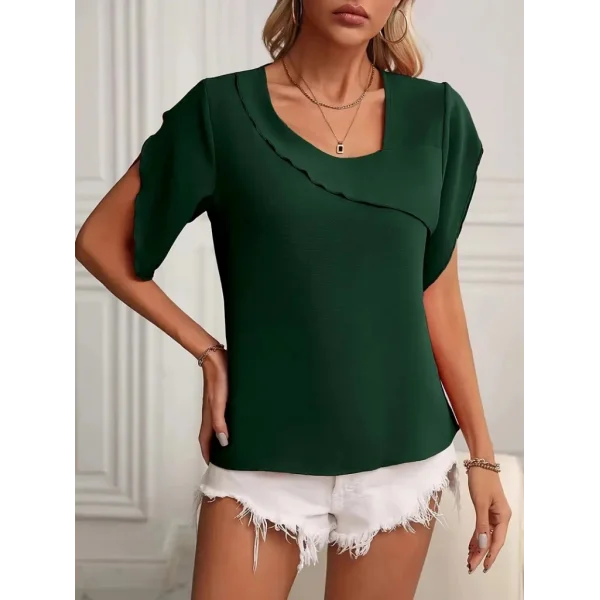 Kadın Kısa Kollu Yaka Ve Kol Detay Jesica Bluz