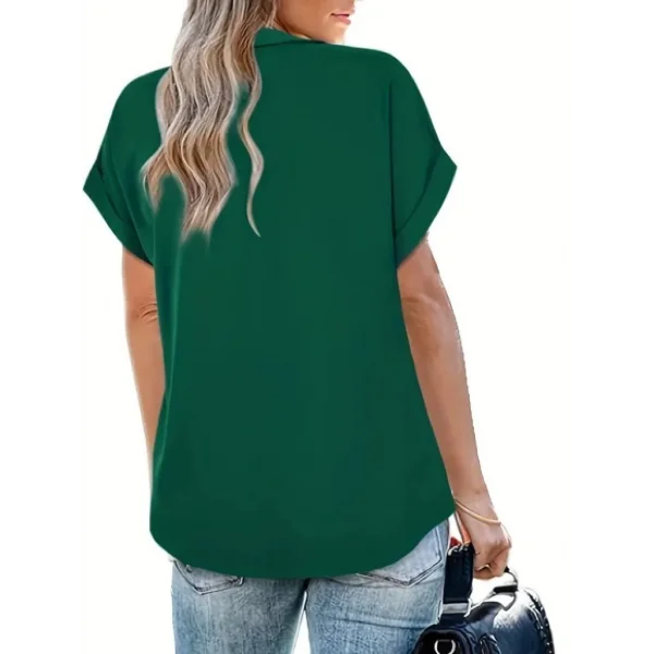 Kadın Kısa Kollu Yakalı Uzun Sandy Bluz