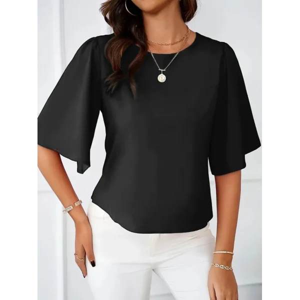 Kadın Kısa Kollu Yuvarlak Yaka Sandy Bluz