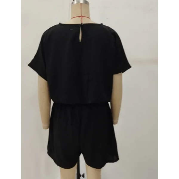 Kadın Kısa Kollu Yuvarlak Yakalı Ithal Keten Bluz Ve Short Ikili Takım