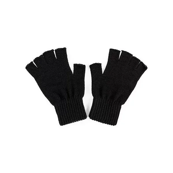 Kadın Kısa Parmaksız Triko Eldiven - Siyah