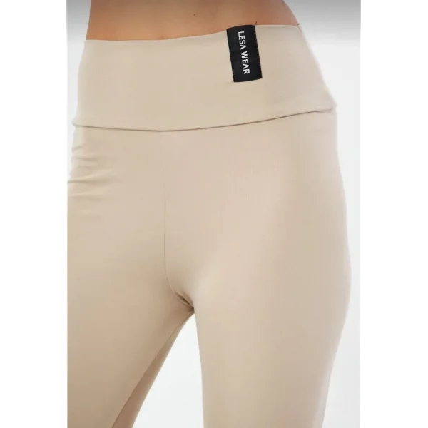 Kadın Kışlık Yüksek Bel Toparlayicı ve Sıkılaştırıcı Likralı Şardonlu Tayt - Bej