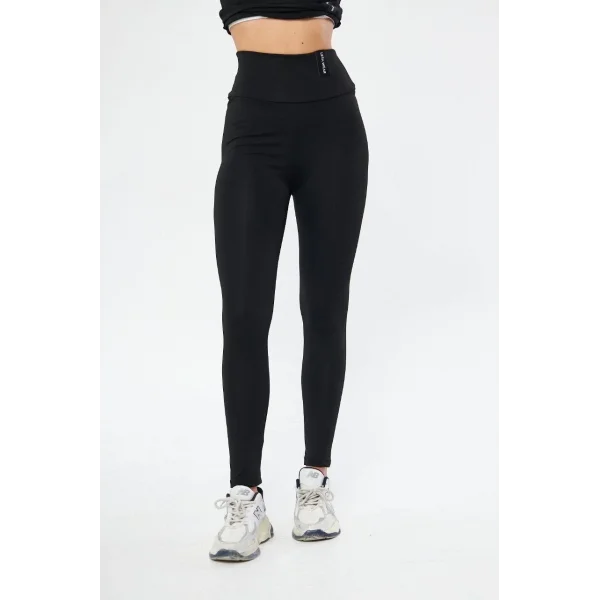 Kadın Kışlık Yüksek Bel Toparlayicı ve Sıkılaştırıcı Likralı Şardonlu Tayt - Siyah