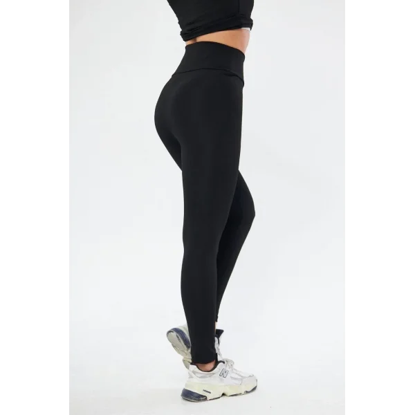 Kadın Kışlık Yüksek Bel Toparlayicı ve Sıkılaştırıcı Likralı Şardonlu Tayt - Siyah