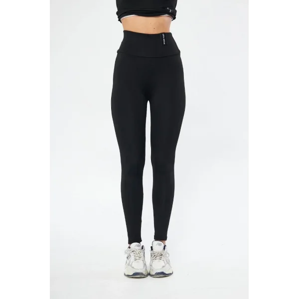 Kadın Kışlık Yüksek Bel Toparlayicı ve Sıkılaştırıcı Likralı Şardonlu Tayt - Siyah