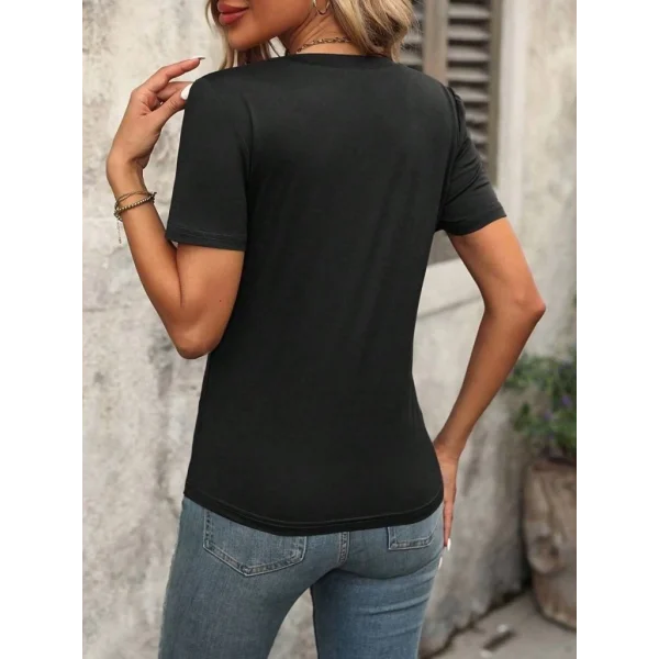 Kadın Kollu V Yakalı Omuzlarda çizgi Detaylı Viskon Bluz