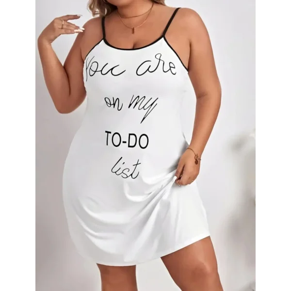 Kadın Kolsuz Askılı Sırt çapraz Detay To Do List Baskı Süprem Gecelik Elbise