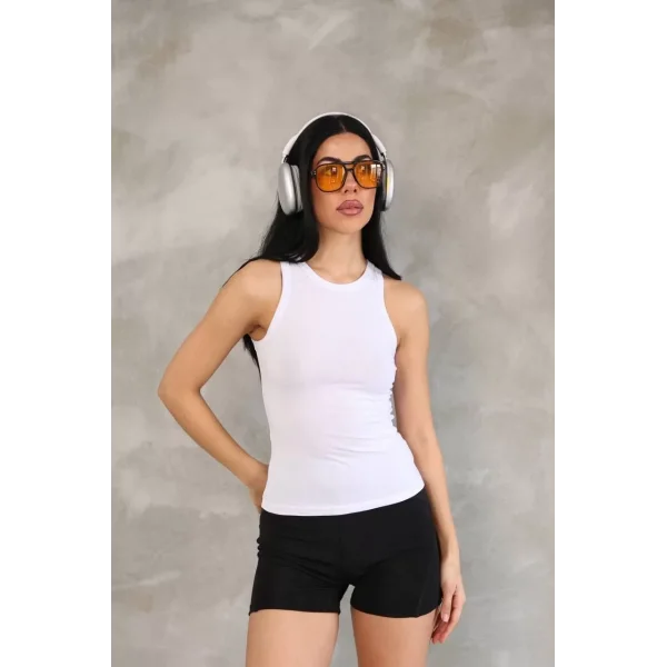 Kadın Kolsuz Badi bluz - Beyaz