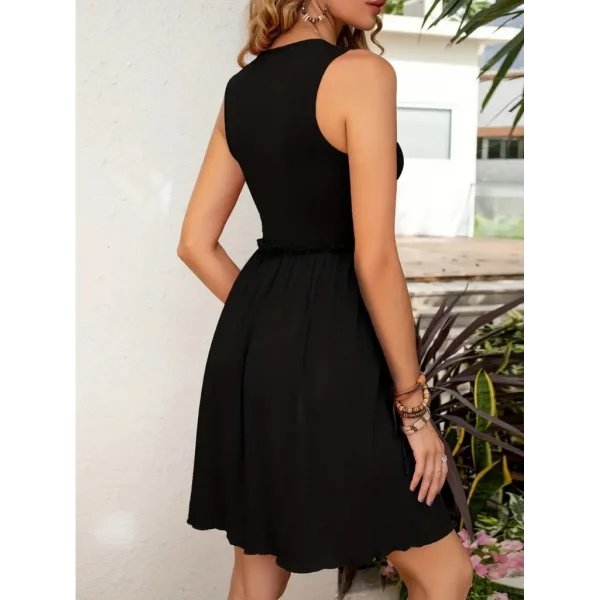 Kadın Kolsuz Bel Lastik Ve Büzgü Detay Viskon Mini Elbise