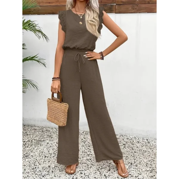 Kadın Kolsuz Bisiklet Yaka Aerobin Bluz Ve Bağcıklı Pantolon