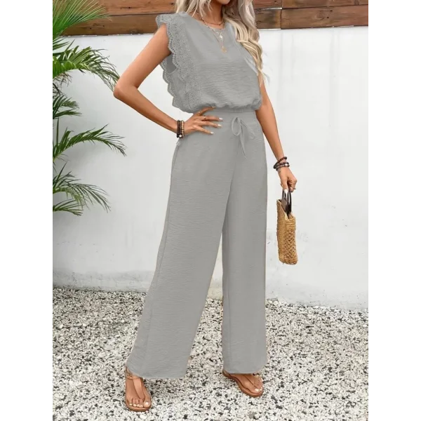 Kadın Kolsuz Bisiklet Yaka Aerobin Bluz Ve Bağcıklı Pantolon