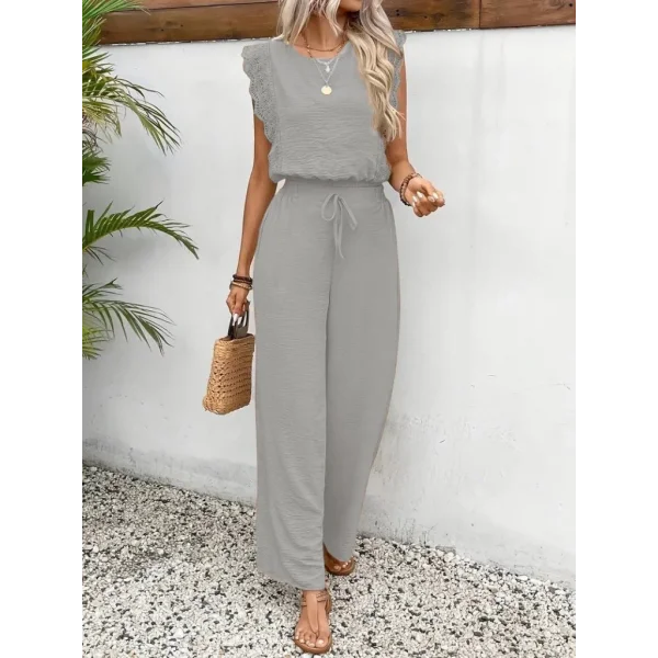 Kadın Kolsuz Bisiklet Yaka Aerobin Bluz Ve Bağcıklı Pantolon