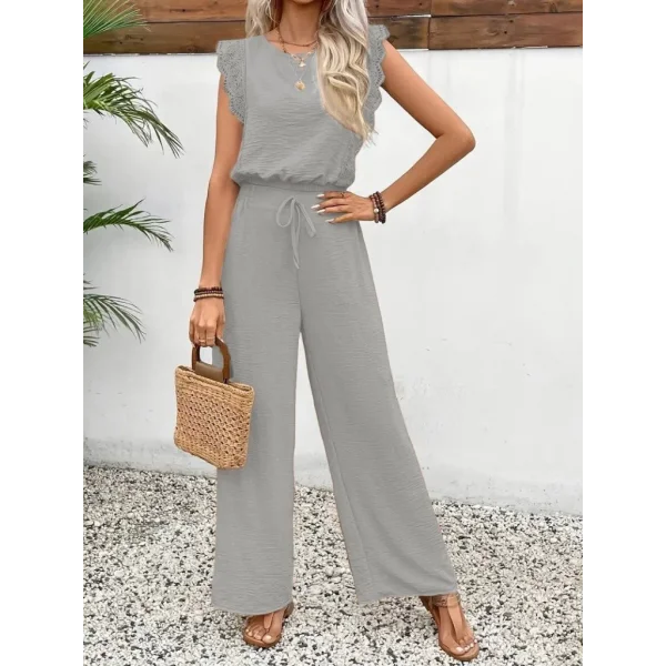 Kadın Kolsuz Bisiklet Yaka Aerobin Bluz Ve Bağcıklı Pantolon