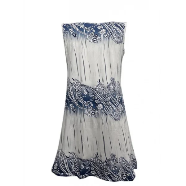 Kadın Kolsuz Bisiklet Yaka Desenli Süprem Elbise