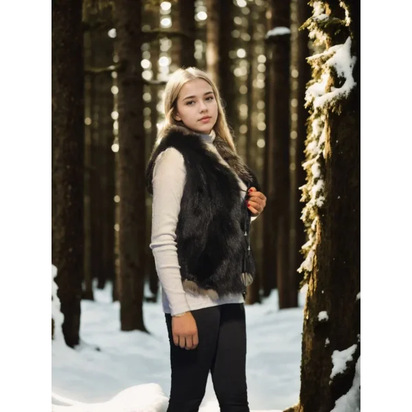 Kadın Kolsuz Fermuarlı Yelek - Siyah